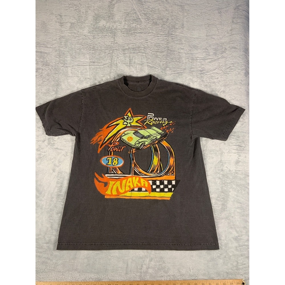 Inaka Power Racing #18 Graphic T-Shirt Men Size XL Faded Black Streetwear